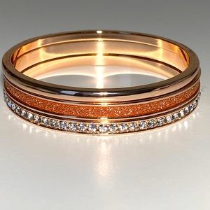 Rose Gold Bandle Bracelets Set of 3
